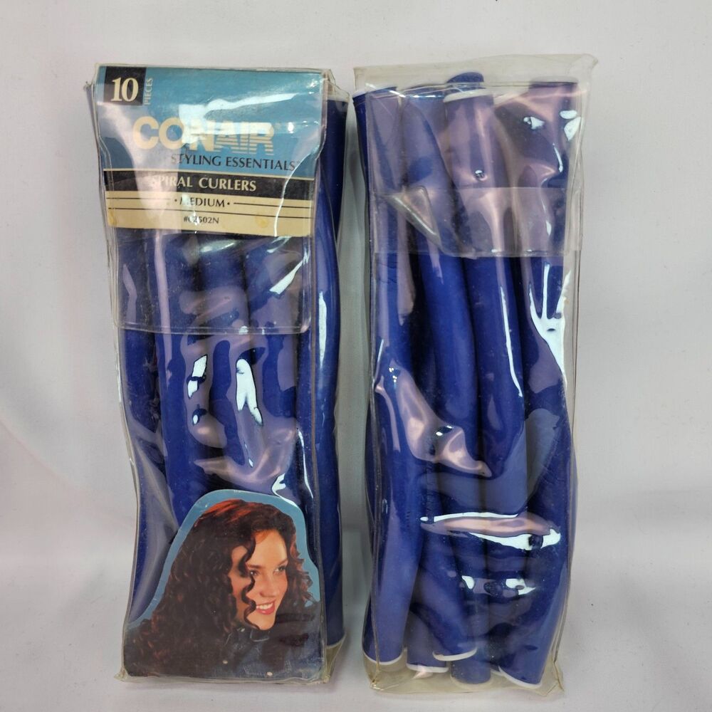 Conair Spiral Curlers Medium Blue Foam Hair Rollers 20 Pc Lot Vintage 62502N